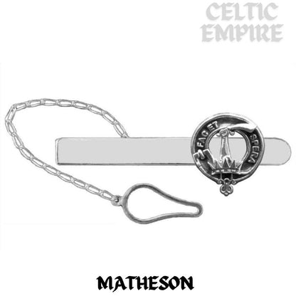 Matheson Family Clan Crest Scottish Button Loop Tie Bar Sterling silver