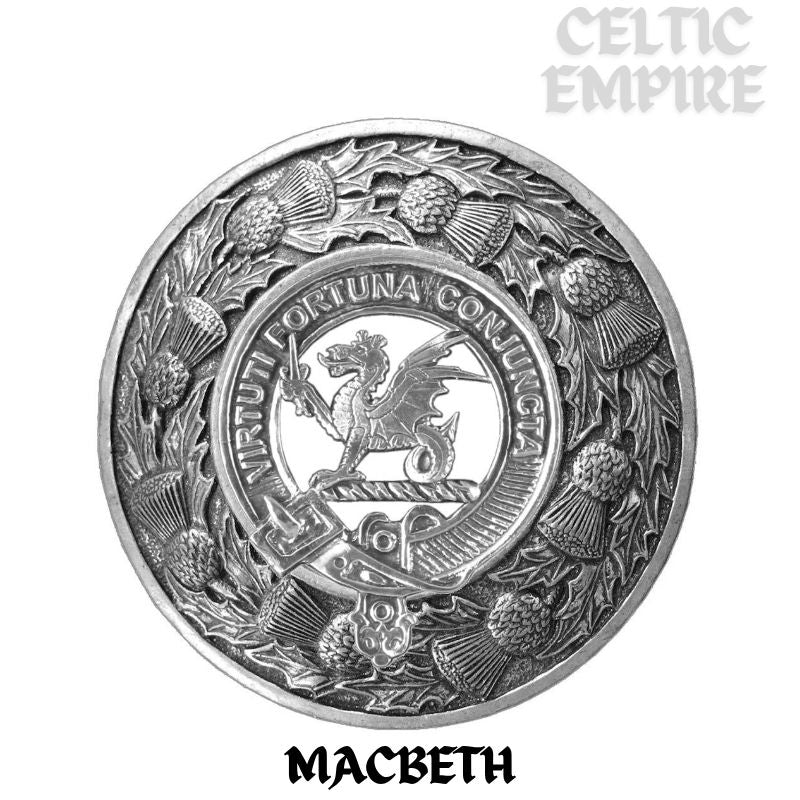 MacBeth Family Clan Badge Scottish Plaid Brooch