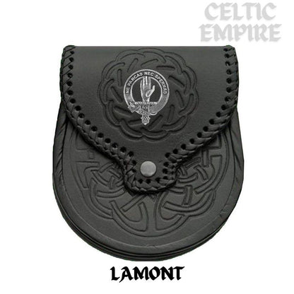 Lamont Scottish Family Clan Badge Sporran, Leather