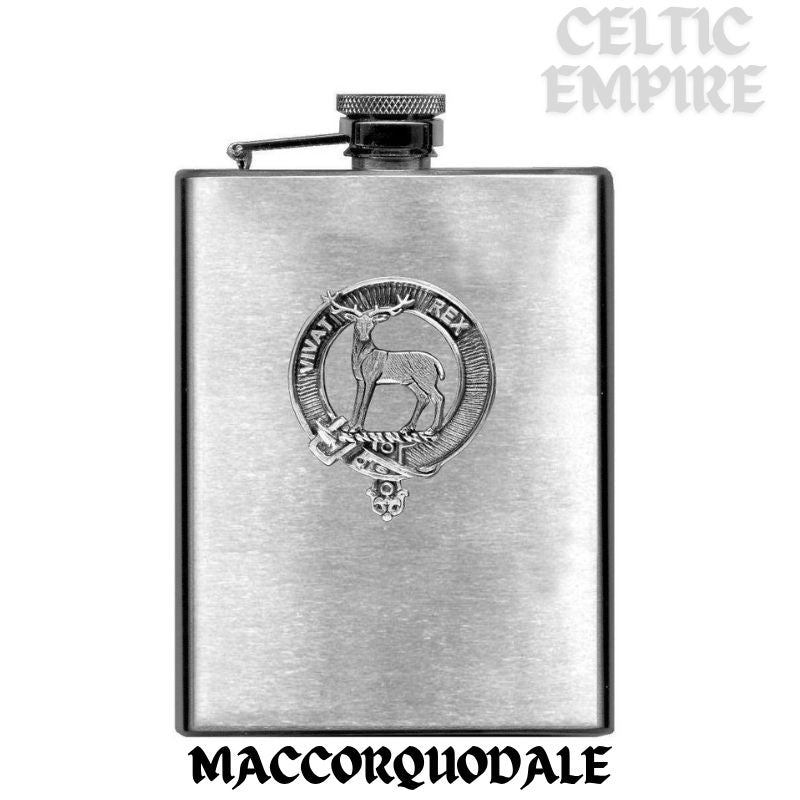 MacCorquodale 8oz Family Clan Crest Scottish Badge Stainless Steel Flask