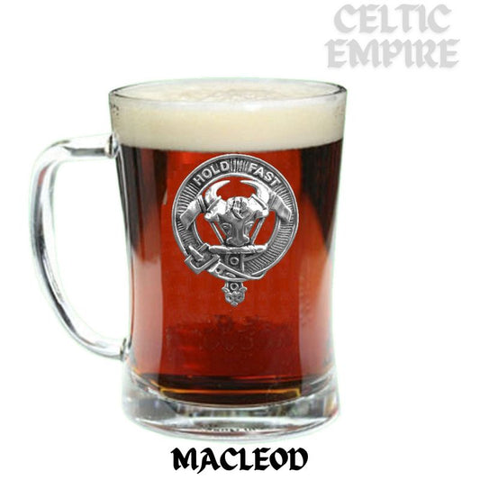 MacLeod Family Clan Crest Badge Glass Beer Mug