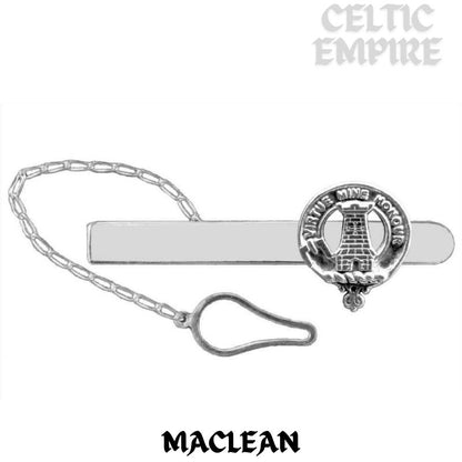 MacLean Family Clan Crest Scottish Button Loop Tie Bar Sterling silver