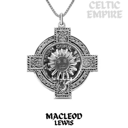 MacLeod (Lewis) Family Clan Crest Celtic Cross Pendant Scottish