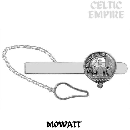 Mowatt Family Clan Crest Scottish Button Loop Tie Bar ~ Sterling silver