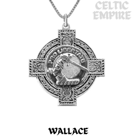 Wallace Family Clan Crest Celtic Cross Pendant Scottish