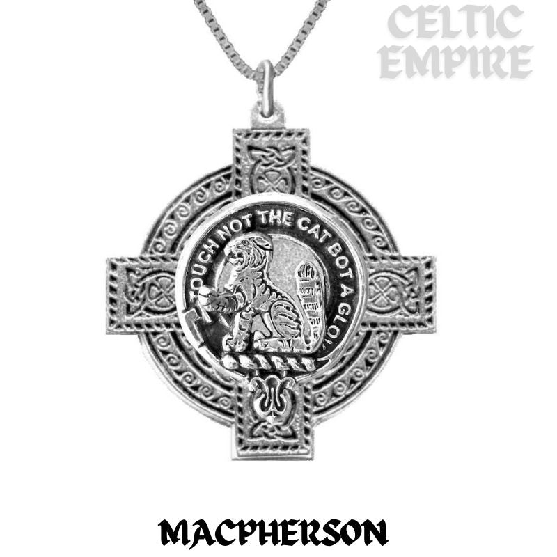 MacPherson Family Clan Crest Celtic Cross Pendant Scottish