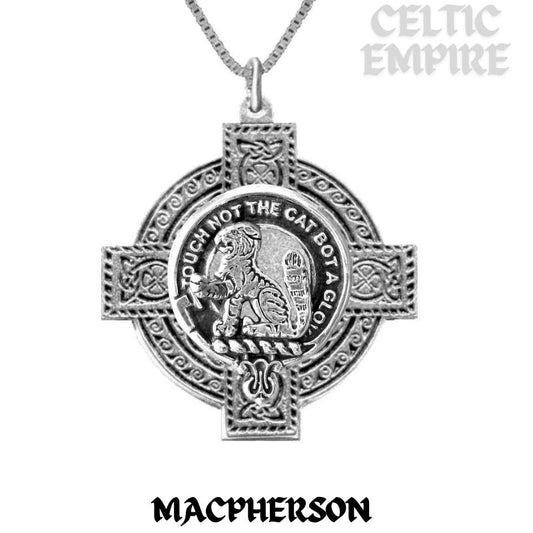 MacPherson Family Clan Crest Celtic Cross Pendant Scottish