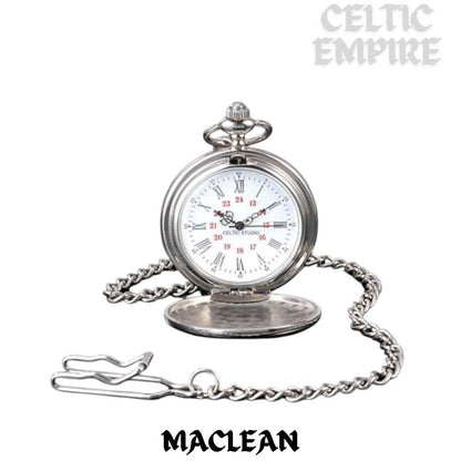 MacLean Family Clan Crest Pocket Watch Silver