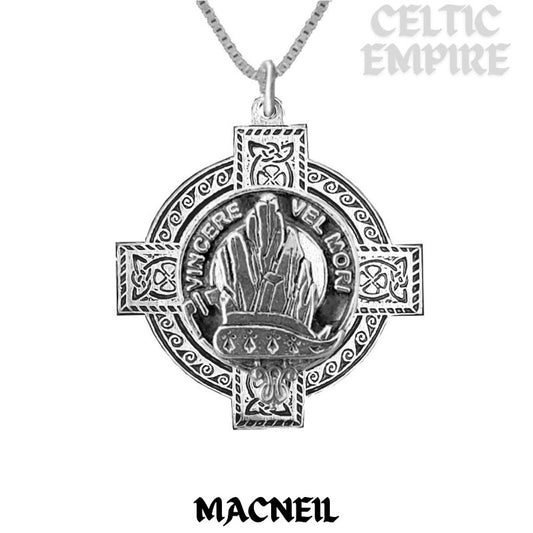 MacNeill Barra Family Clan Crest Celtic Cross Pendant Scottish