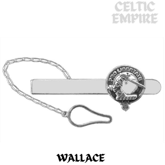 Wallace Family Clan Crest Scottish Button Loop Tie Bar ~ Sterling silver