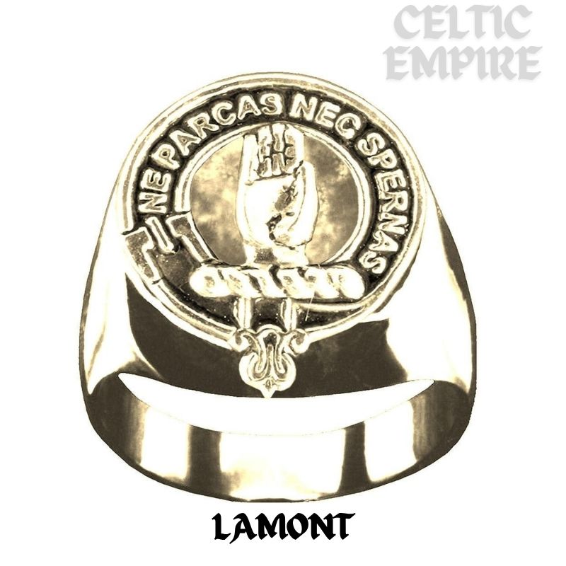 Lamont Scottish Family Clan Crest Ring Sterling Silver and Karat Gold