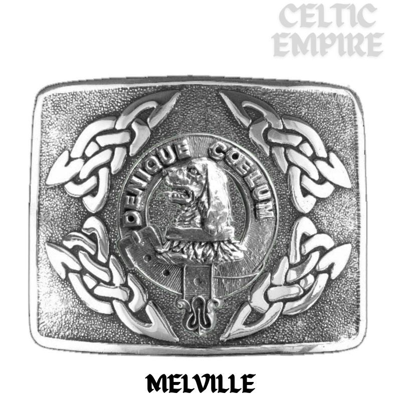 Melville Family Clan Crest Interlace Kilt Belt Buckle