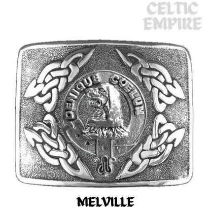 Melville Family Clan Crest Interlace Kilt Belt Buckle