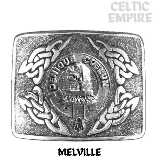 Melville Family Clan Crest Interlace Kilt Belt Buckle