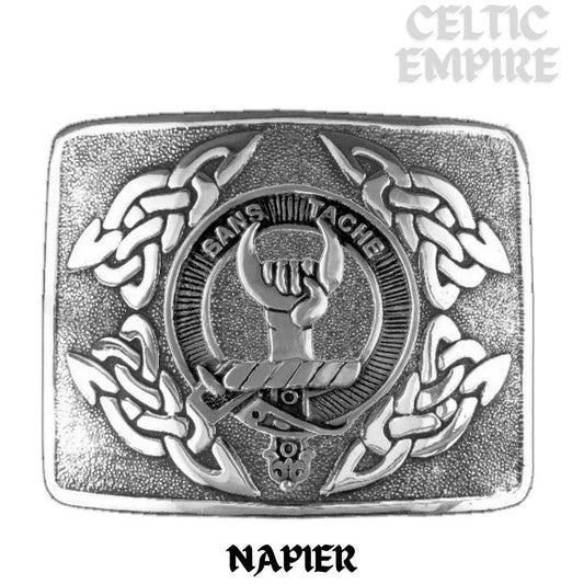 Napier Family Clan Crest Interlace Kilt Belt Buckle