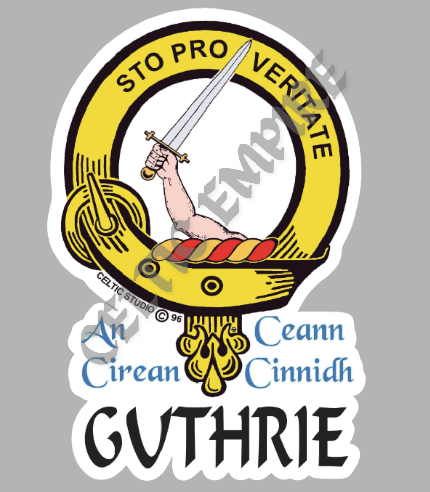 Guthrie Family Clan Crest Decal | Custom Scottish Heritage Car & Laptop Stickers