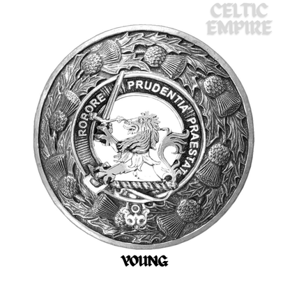 Young Family Clan Badge Scottish Plaid Brooch