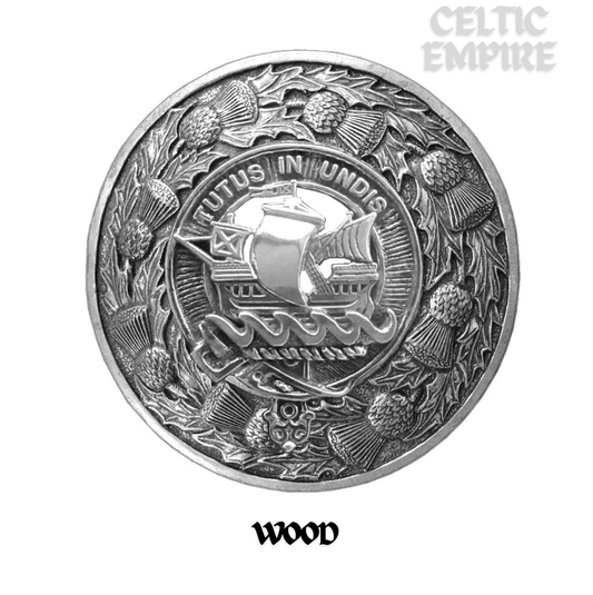 Wood  Family Clan Badge Scottish Plaid Brooch