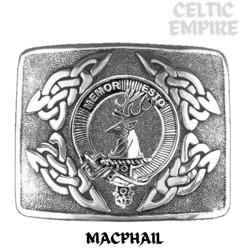 MacPhail Family Clan Crest Interlace Kilt Belt Buckle