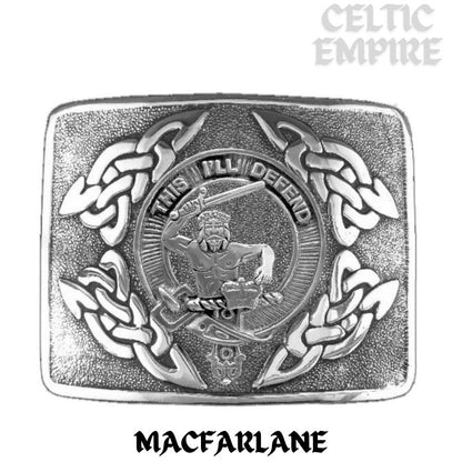 MacFarlane Family Clan Crest Interlace Kilt Belt Buckle
