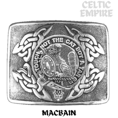 MacBain Family Clan Crest Interlace Kilt Belt Buckle