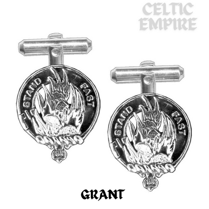 Grant Family Clan Crest Scottish Cufflinks; Pewter, Sterling Silver and Karat Gold