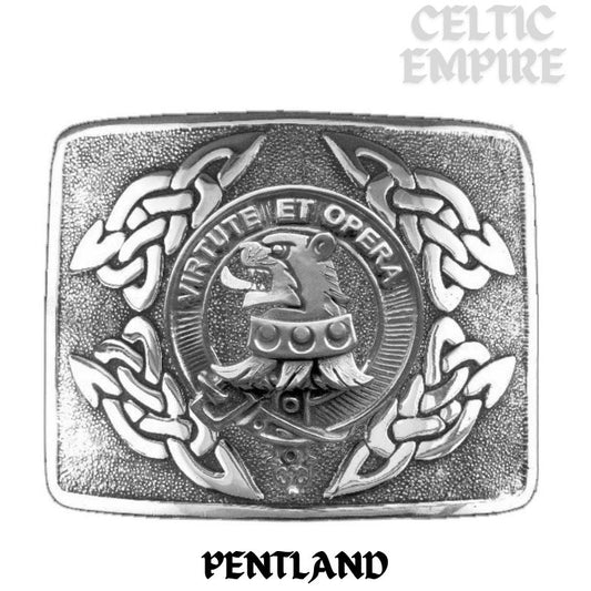 Pentland Family Clan Crest Interlace Kilt Belt Buckle