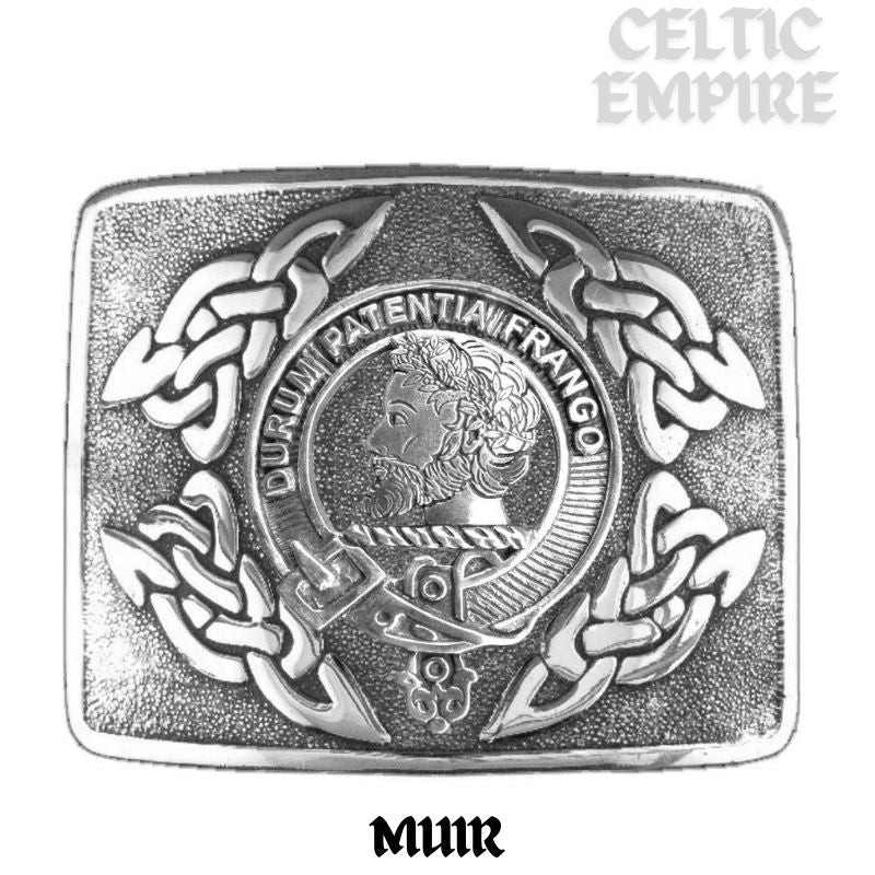 Muir Family Clan Crest Interlace Kilt Belt Buckle