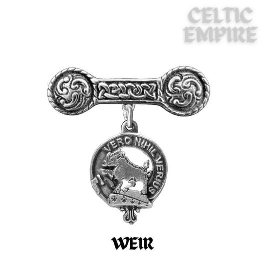 Weir Family Clan Crest Iona Bar Brooch - Sterling Silver