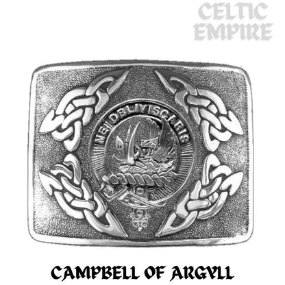 Campbell Argyll Family Clan Crest Interlace Kilt Belt Buckle