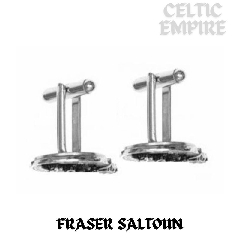 Fraser  Saltoun Family Clan Crest Scottish Cufflinks; Pewter, Sterling Silver and Karat Gold