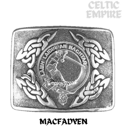 MacFadden Family Clan Crest Interlace Kilt Belt Buckle