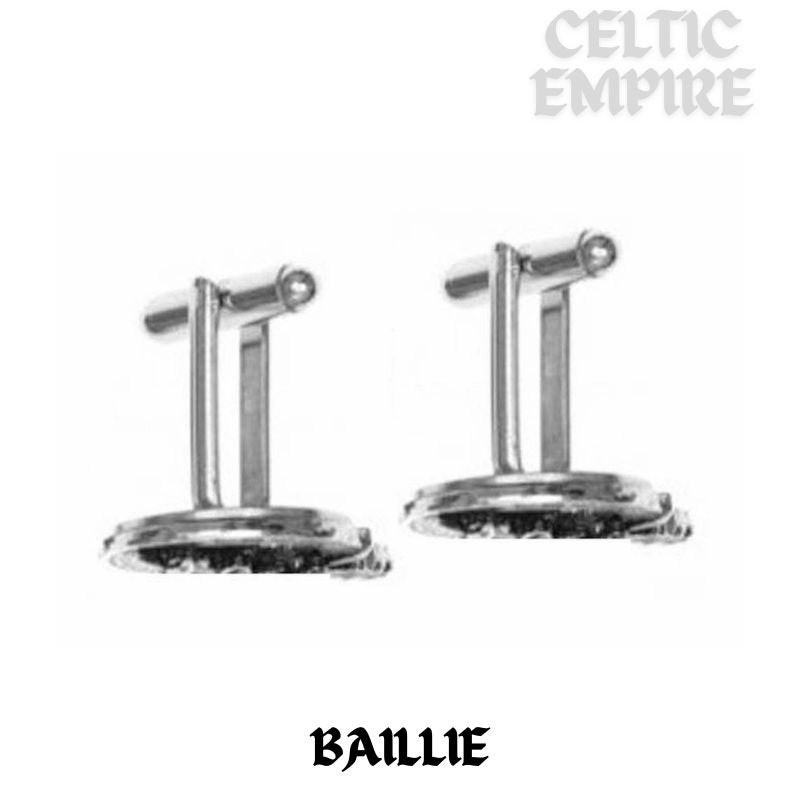 Baillie Family Clan Crest Scottish Cufflinks; Pewter, Sterling Silver and Karat Gold