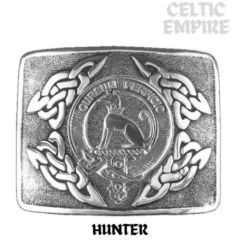 Hunter Family Clan Crest Interlace Kilt Belt Buckle
