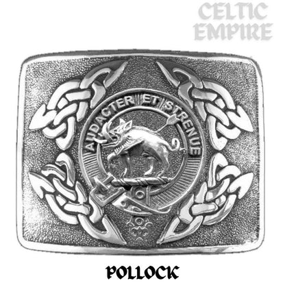 Pollock Family Clan Crest Interlace Kilt Belt Buckle
