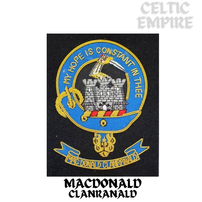 MacDonald Family Clanranald Scottish Family Clan Embroidered Crest