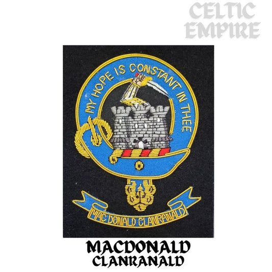 MacDonald Family Clanranald Scottish Family Clan Embroidered Crest