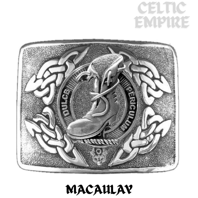 MacAulay Family Clan Crest Interlace Kilt Belt Buckle