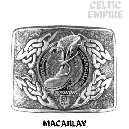 MacAulay Family Clan Crest Interlace Kilt Belt Buckle