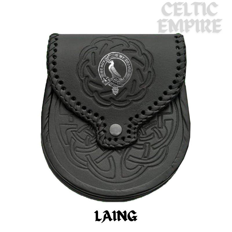 Laing (Dove) Scottish Family Clan Badge Sporran, Leather
