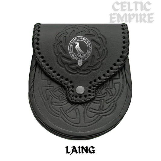 Laing (Dove) Scottish Family Clan Badge Sporran, Leather