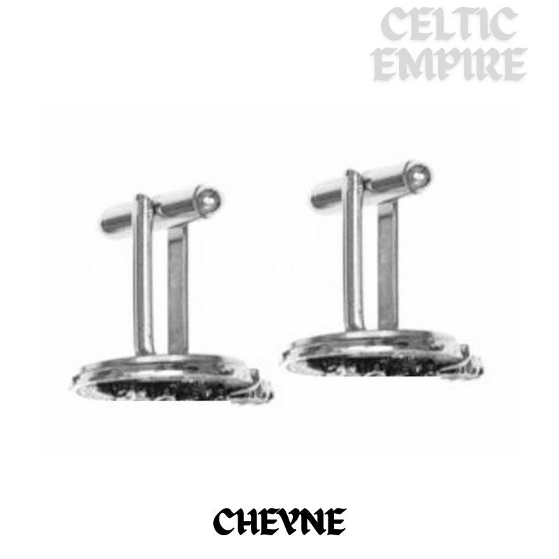 Cheyne Family Clan Crest Scottish Cufflinks; Pewter, Sterling Silver and Karat Gold