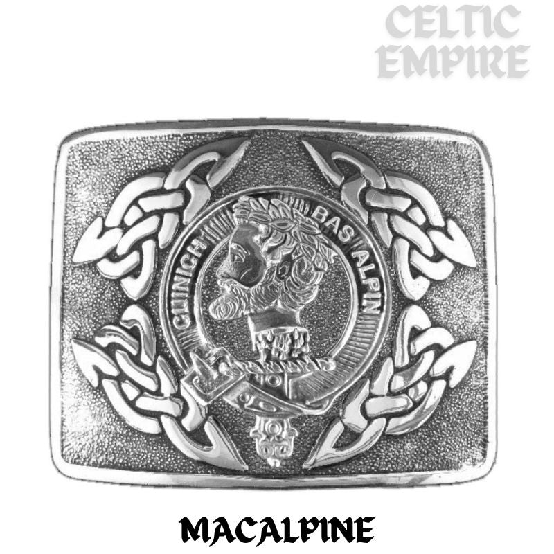 MacAlpine Family Clan Crest Interlace Kilt Belt Buckle