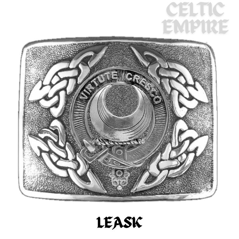 Leask Family Clan Crest Interlace Kilt Belt Buckle
