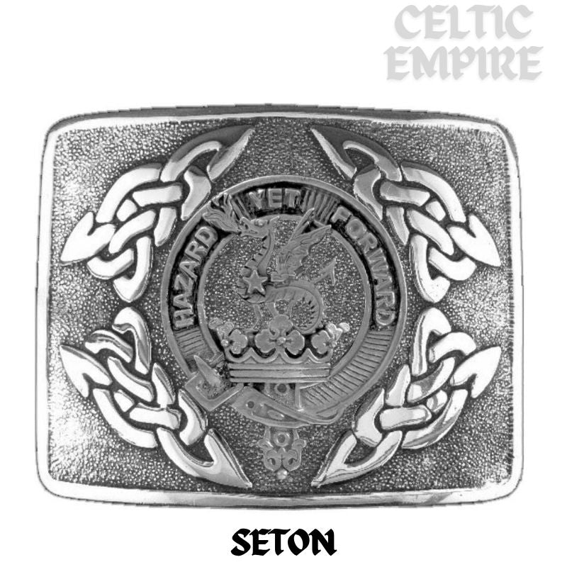 Seton Family Clan Crest Interlace Kilt Belt Buckle