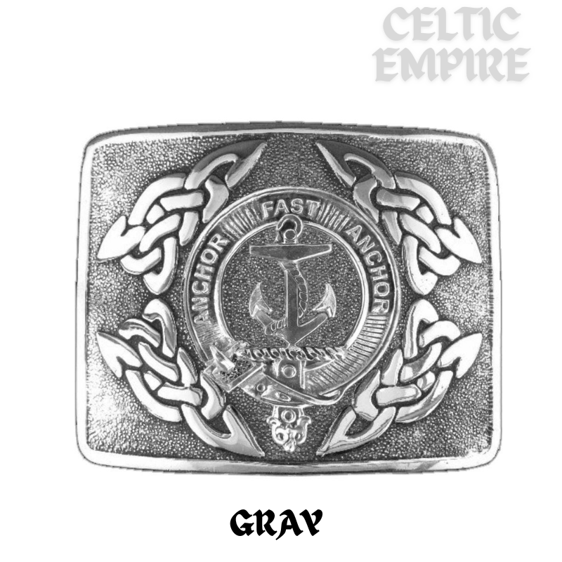 Gray Family Clan Crest Interlace Kilt Belt Buckle
