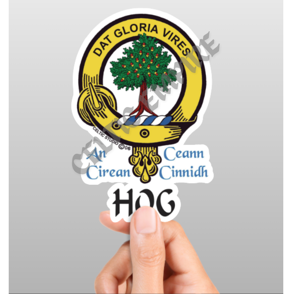 Hog Family Clan Crest Decal | Custom Scottish Heritage Car & Laptop Stickers