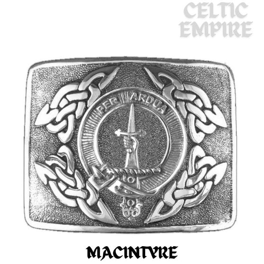 MacIntyre Family Clan Crest Interlace Kilt Belt Buckle