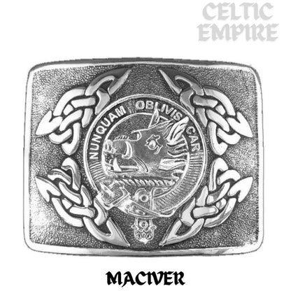 MacIver Family Clan Crest Interlace Kilt Belt Buckle