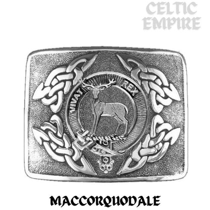 MacCorquodale Family Clan Crest Interlace Kilt Belt Buckle